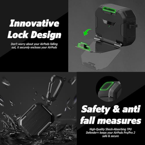 ZORBES® Protective Case for AirPods Pro 2nd Gen. Rugged Anti-Scratch TPU Charger Case Skin Cover with Anti-Open Locking Cover, Compatible with AirPods Pro 2nd Generation, with Carabiner ZORBES® Protective Case for AirPods Pro 2nd Gen. Rugged Anti-Scratch TPU Charger Case Skin Cover with Anti-Open Locking Cover, Compatible with AirPods Pro 2nd Generation, with Carabiner